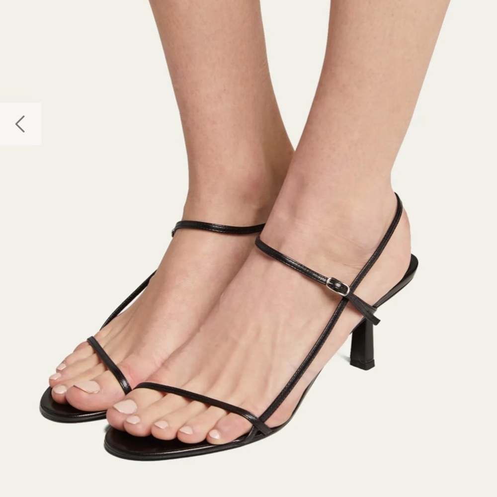 The Row Bare Sandal in Black Leather. Sz 39